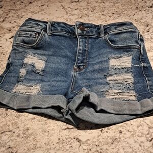Wax Jean Blue Distressed Jean Shorts Size Small